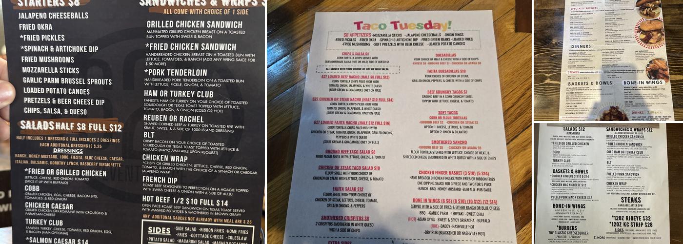 627 Event Space Menu
