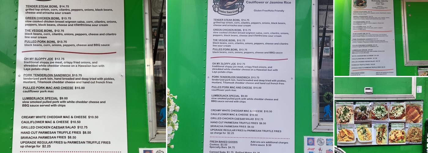 Timber Town Grub Menu