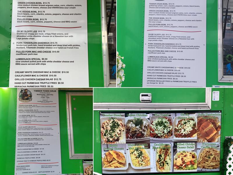 Timber Town Grub Menu