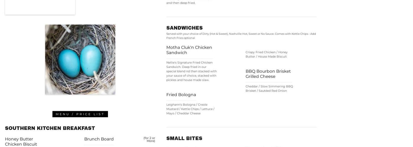 Nellie's Southern Table Menu