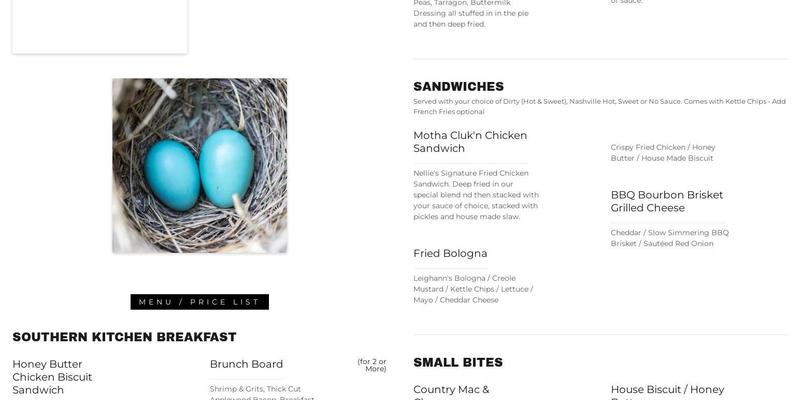 Nellie's Southern Table Menu