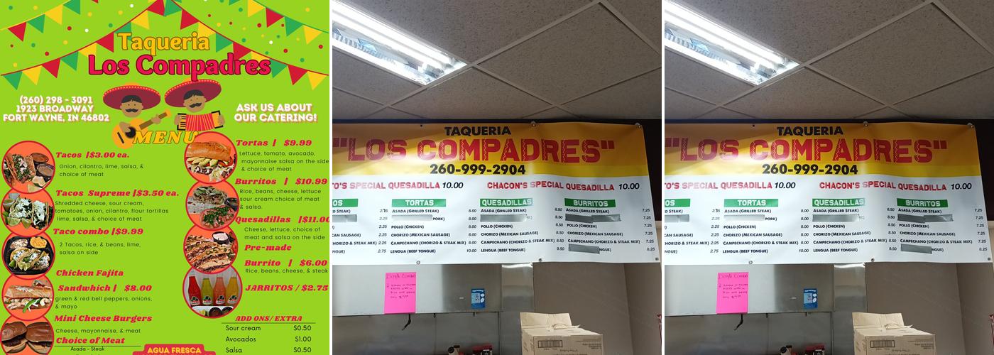 Los compadres Menu