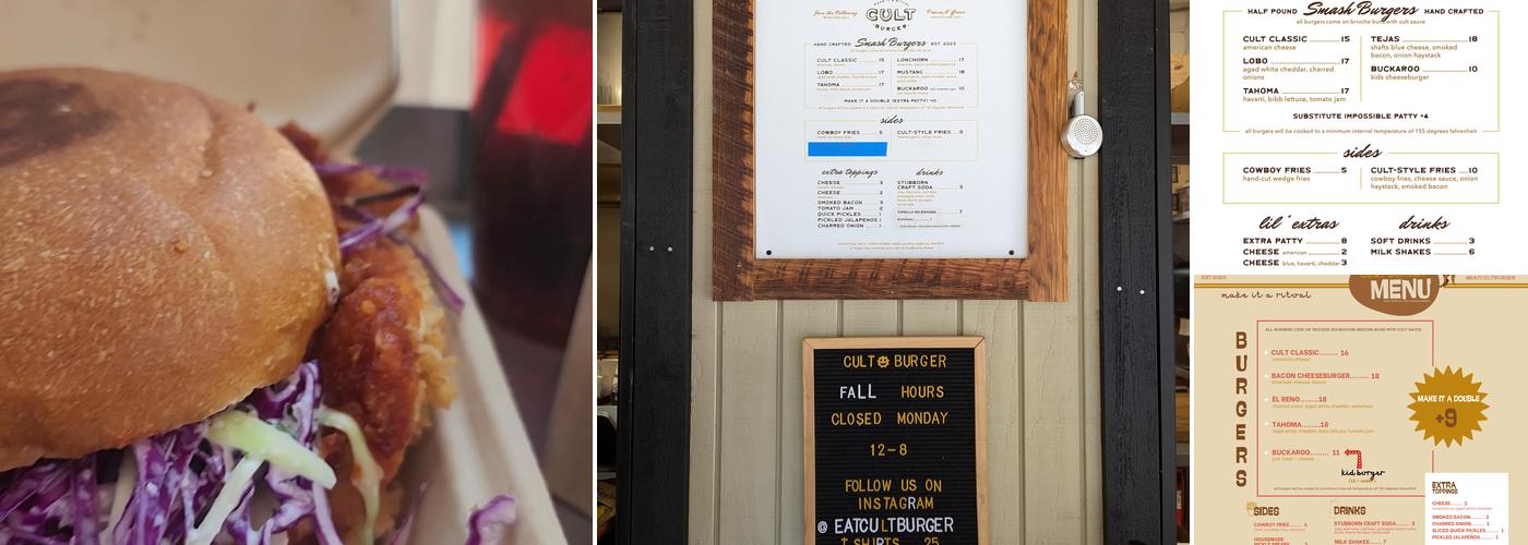 Cult Burger Menu
