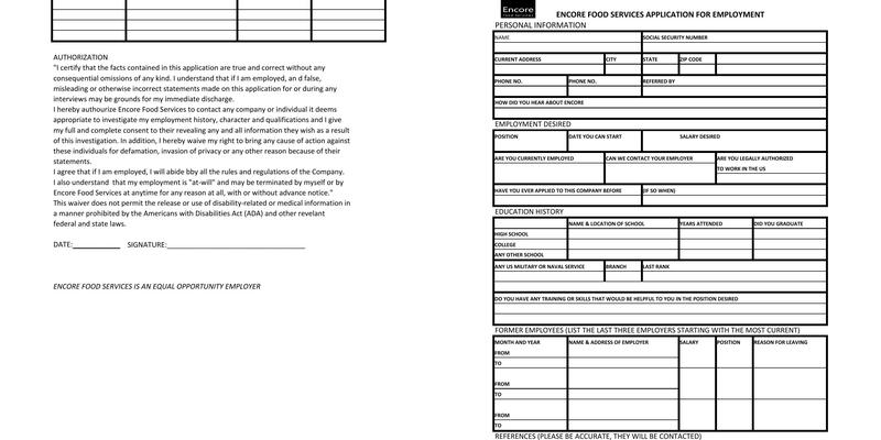 The Encore Group Menu