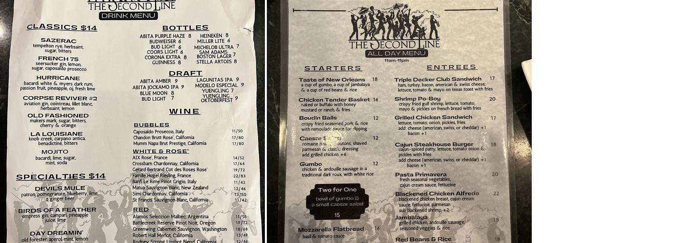 The second line Menu