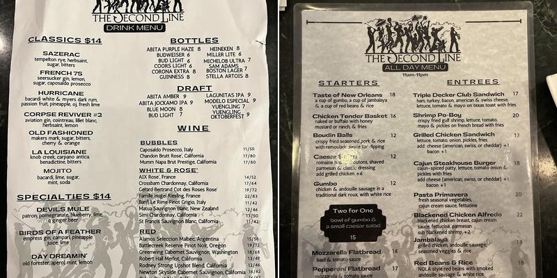 The second line Menu