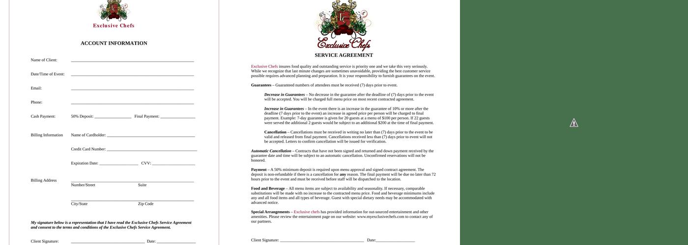 Exclusive Chefs Menu
