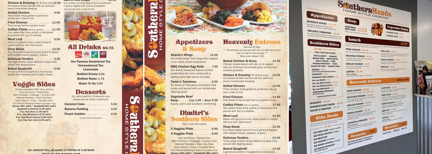 Southern Hands Menu