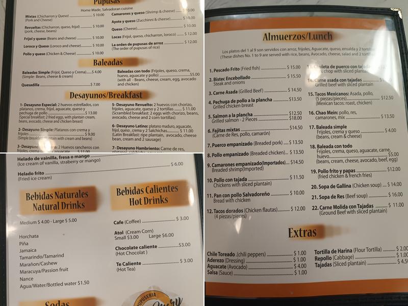 Doña Mary pupuseria2 Menu