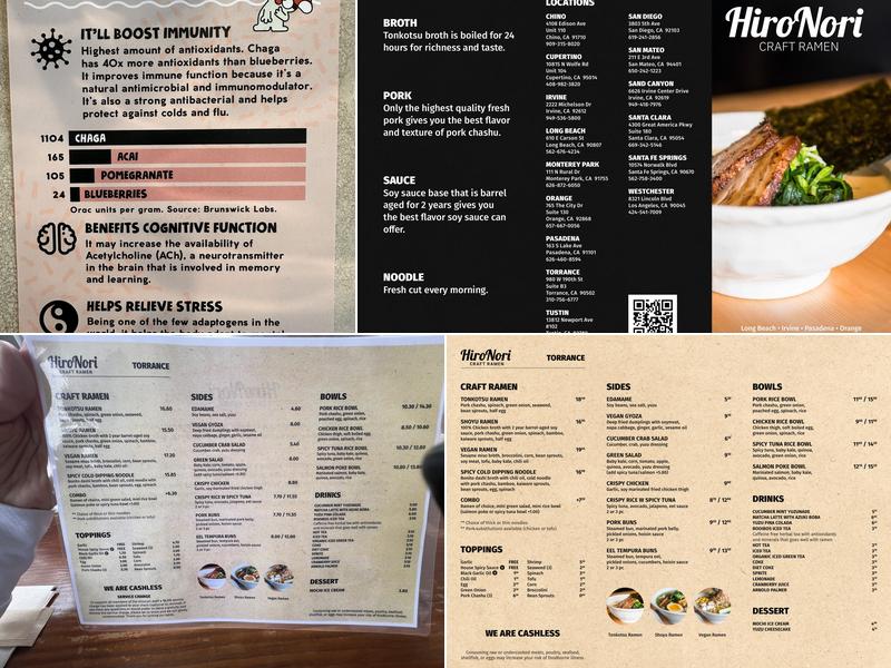 HiroNori Craft Ramen (Torrance) Menu