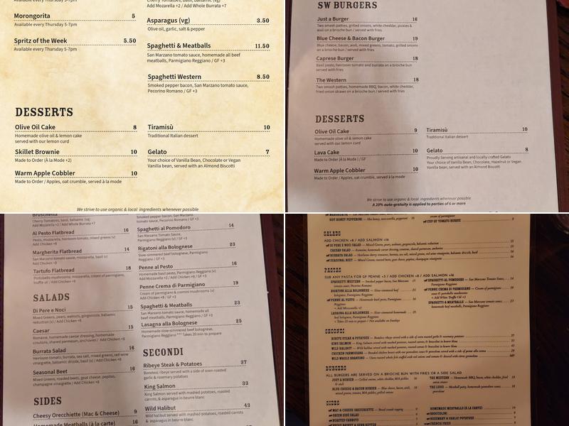 Spaghetti Western Menu