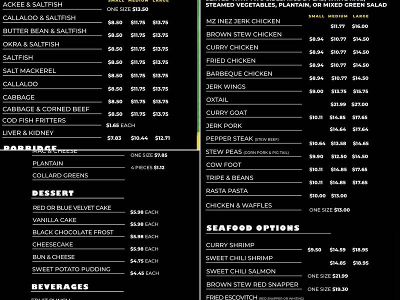 Mz Inez Jerk Hut Menu