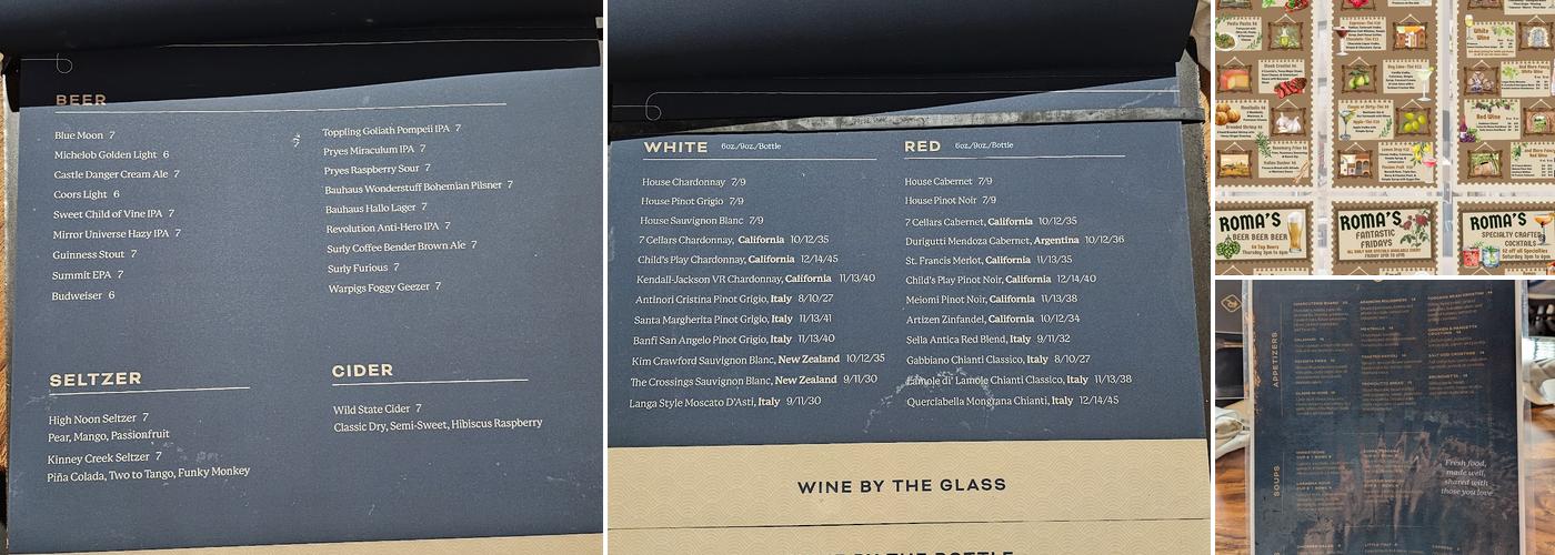 Roma's Italian Eatery Menu