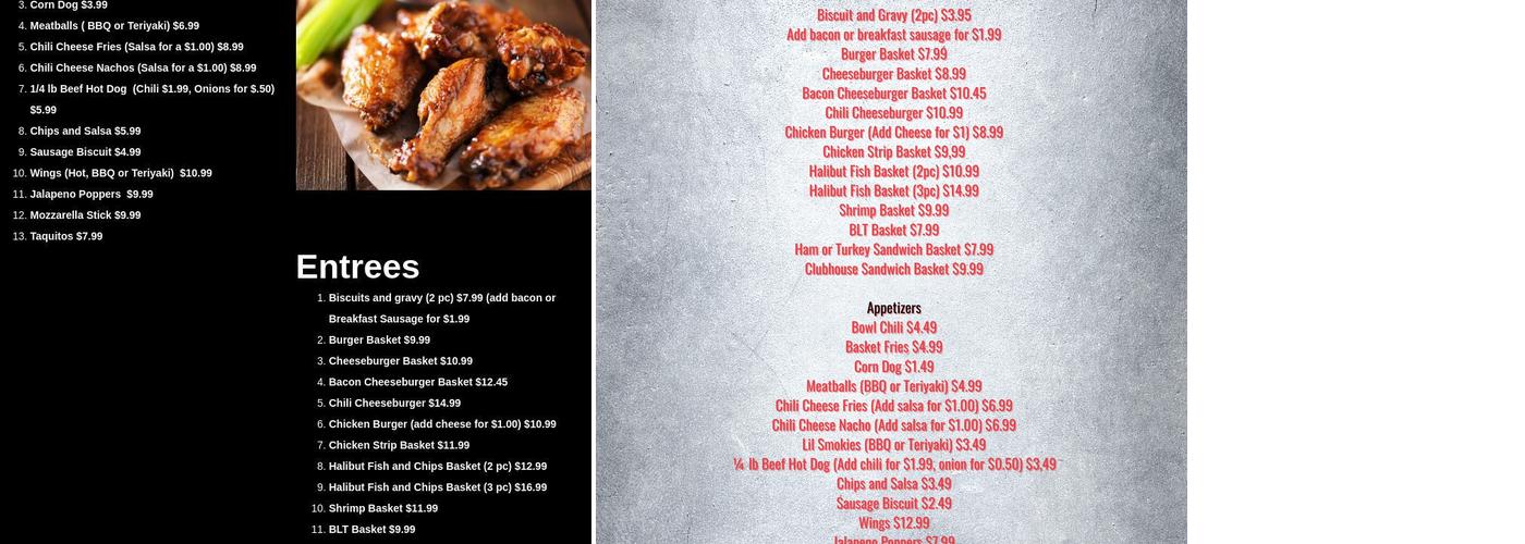 Platinum Pub Menu
