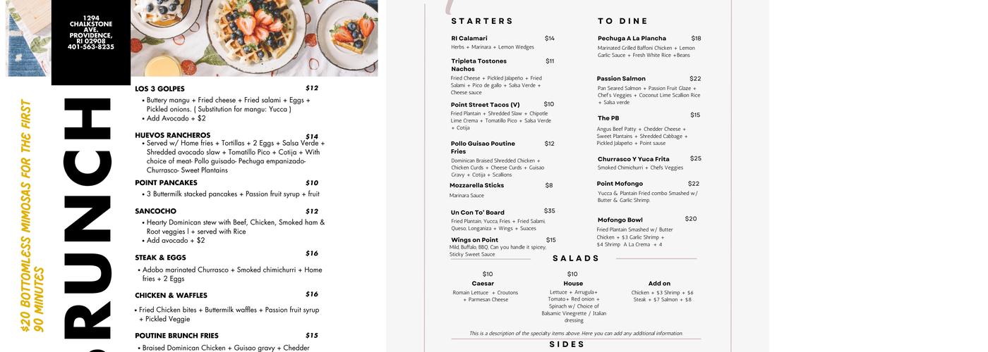 The Point Bar and Grill Menu