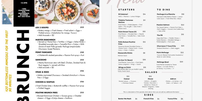 The Point Bar and Grill Menu