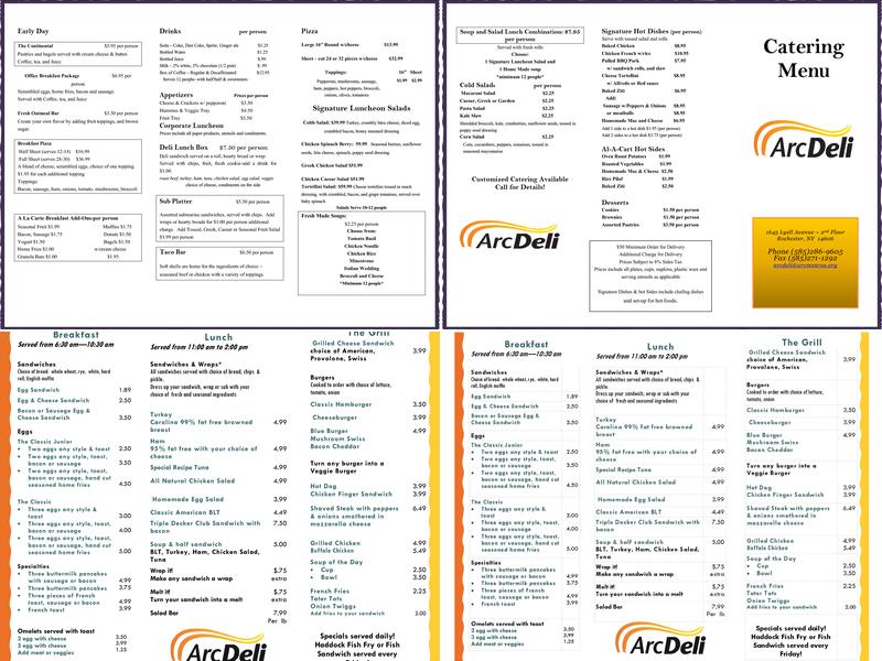ArcDeli, a division of the Arc of Monroe Menu