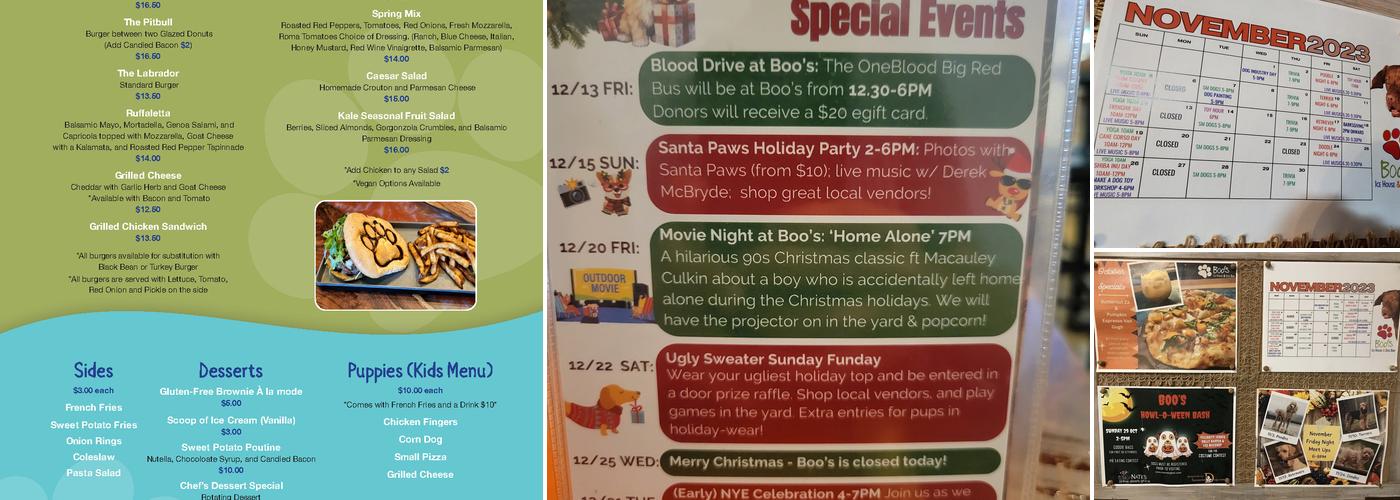 Boos Ice House & Dog Bar Menu