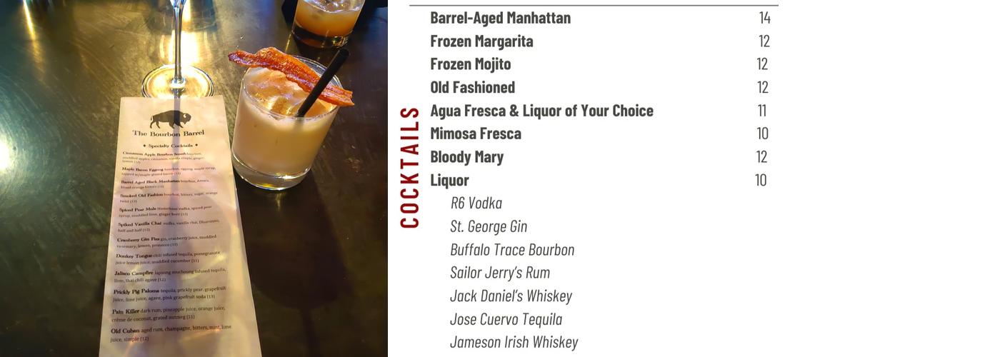 Bourbon Barrel Menu