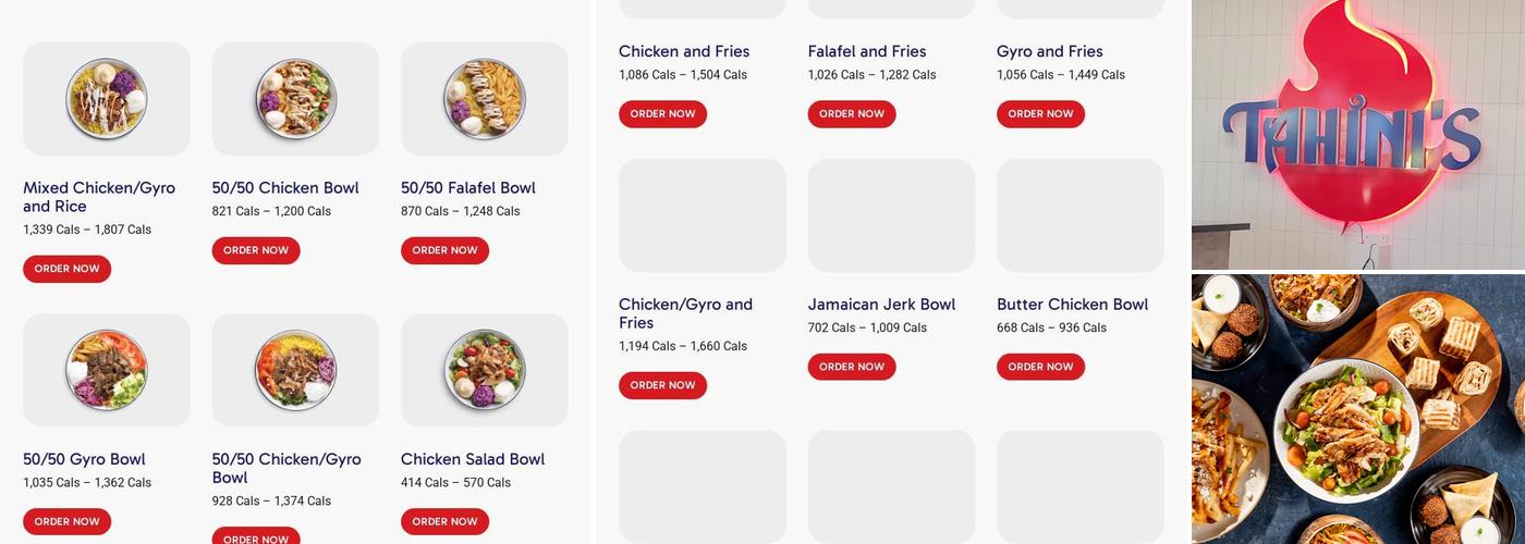 Tahini's Menu