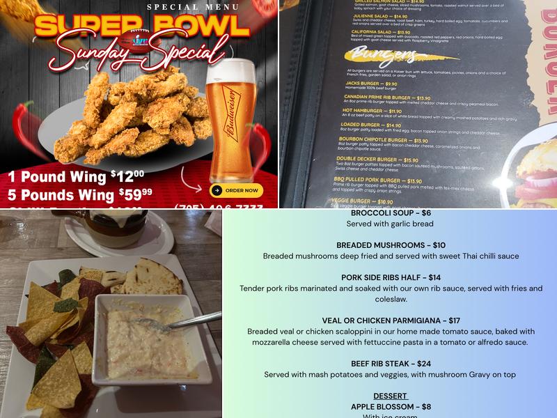 Jack Simcoe Bar & Grill Menu