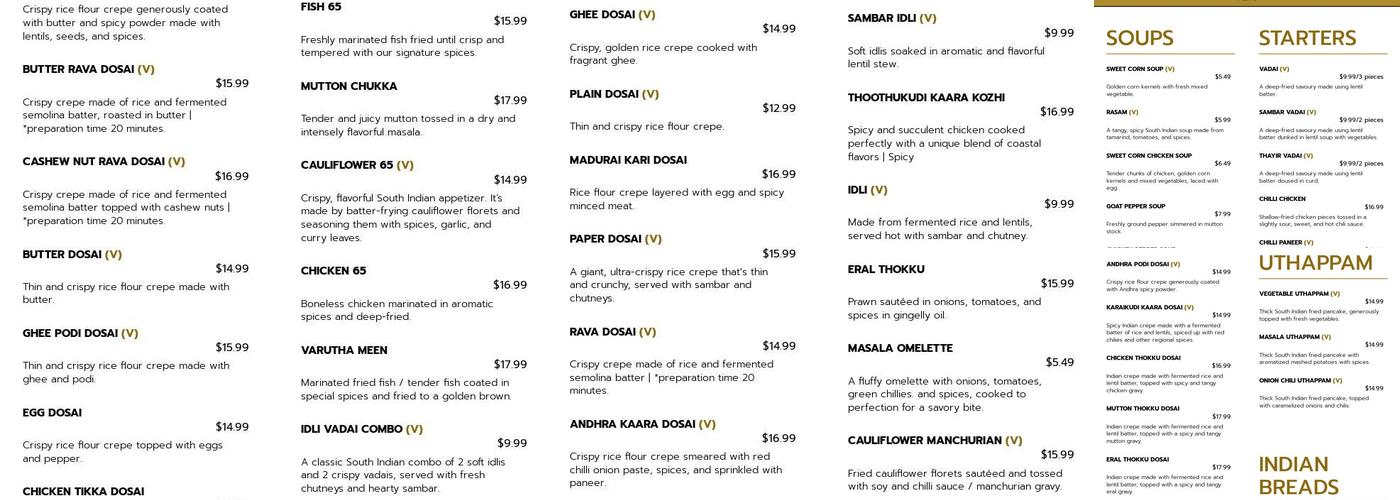 Madurai Kitchen Menu