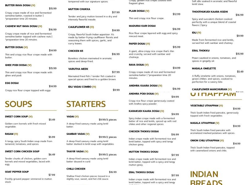 Madurai Kitchen Menu