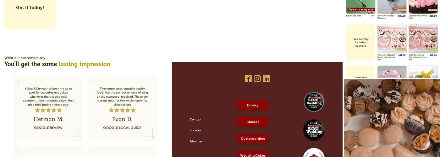 Kakes & Kanvas Menu