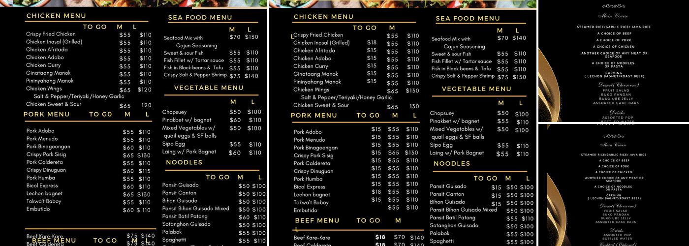 3J's Cusina Menu