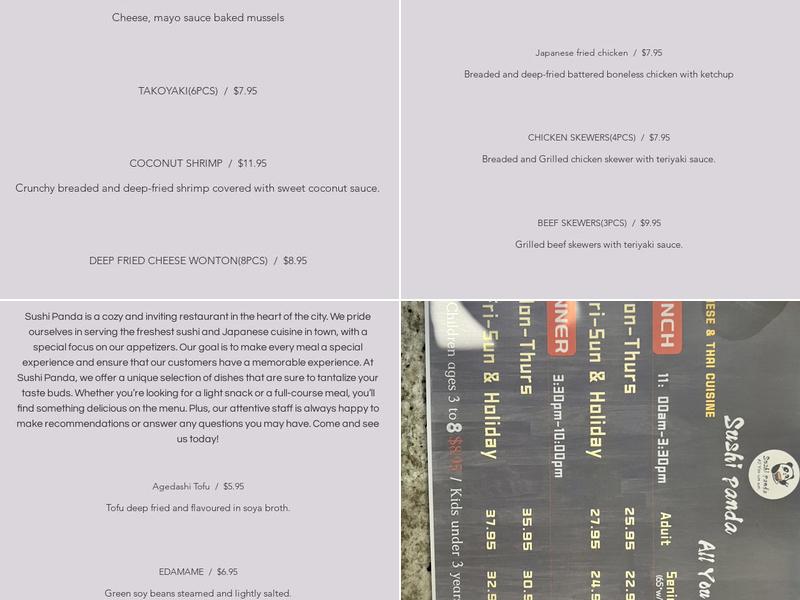 Sushi Panda Menu