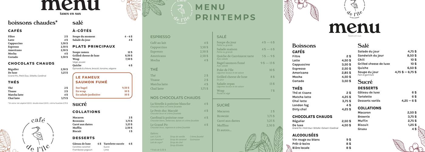Café de l'île Menu