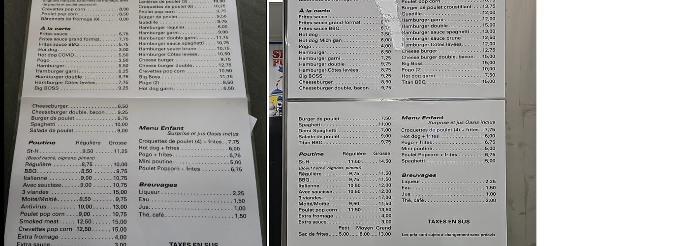 Casse croute LE ST-H Menu