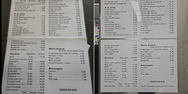 Casse croute LE ST-H Menu