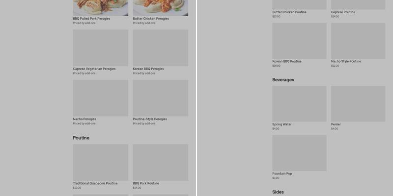 Perogies And Poutine Menu