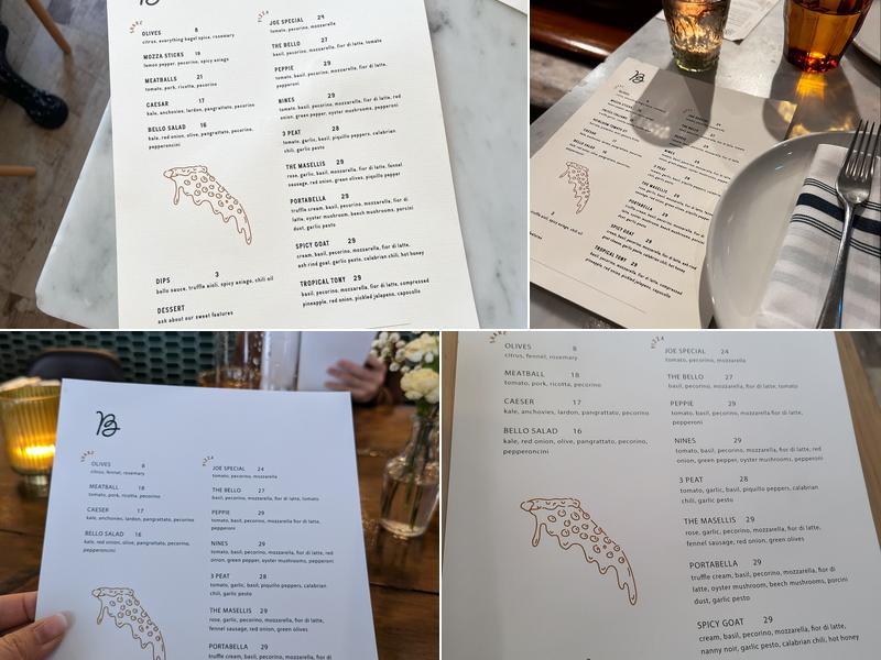 Bello Pizza Collingwood Menu