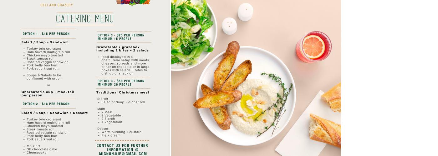 Mignon & kie Deli and Grazery Menu