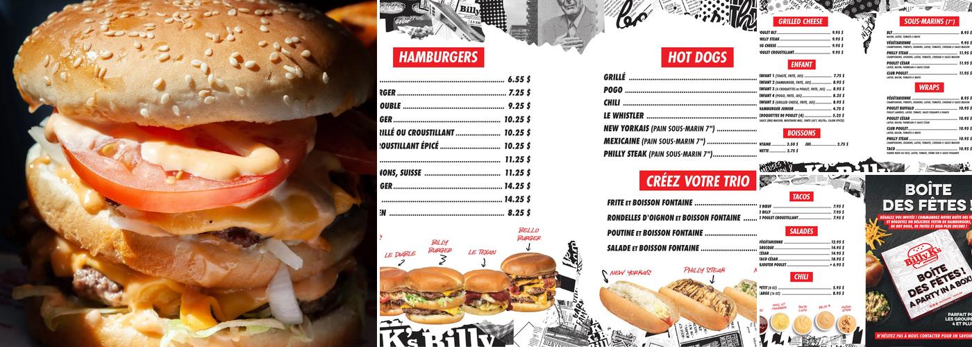 Billy K's Menu