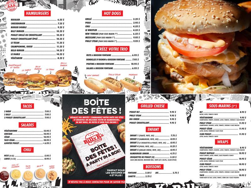 Billy K's Menu