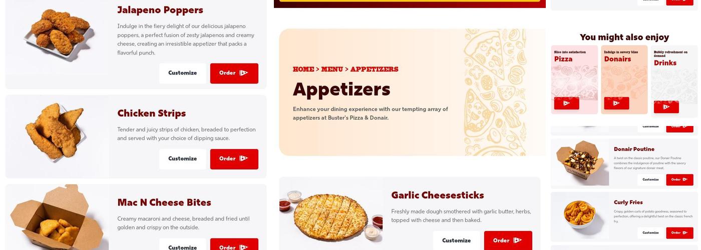 Buster's Pizza & Donair Menu