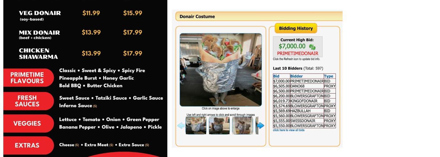 PrimeTime Donair & Poutine Menu