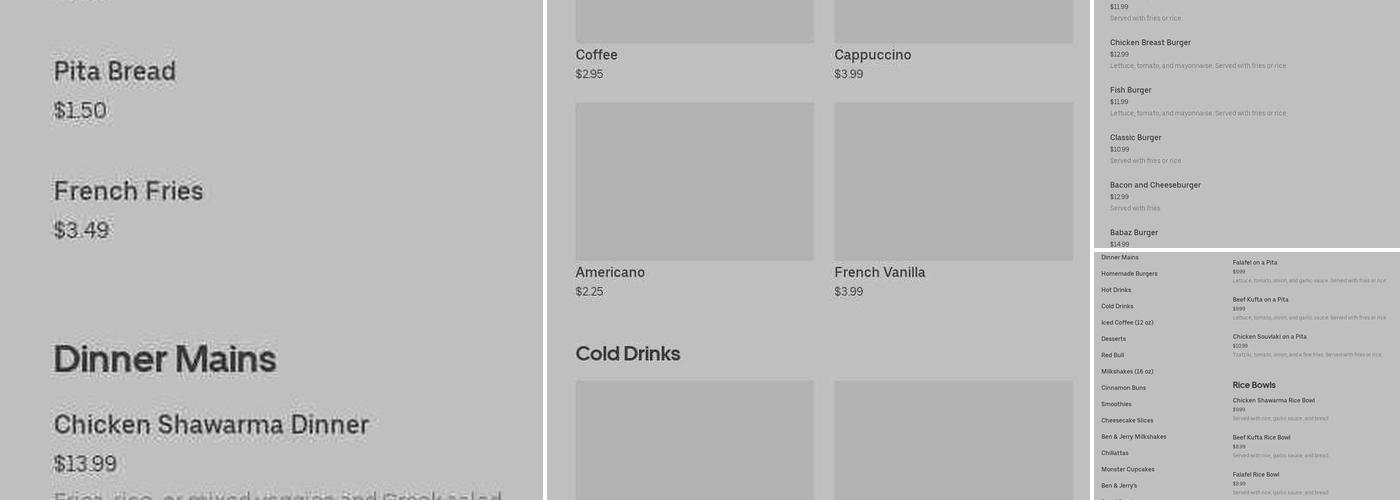 Babaz Shawarma Menu
