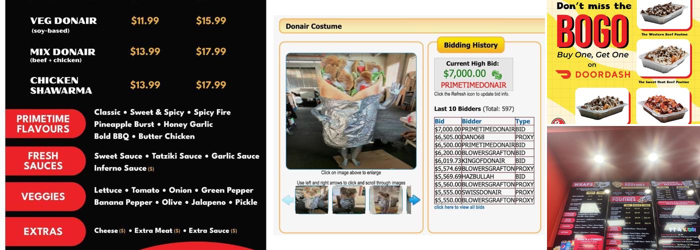 PrimeTime Donair & Poutine Menu