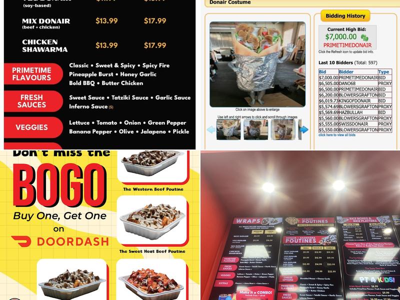 PrimeTime Donair & Poutine Menu