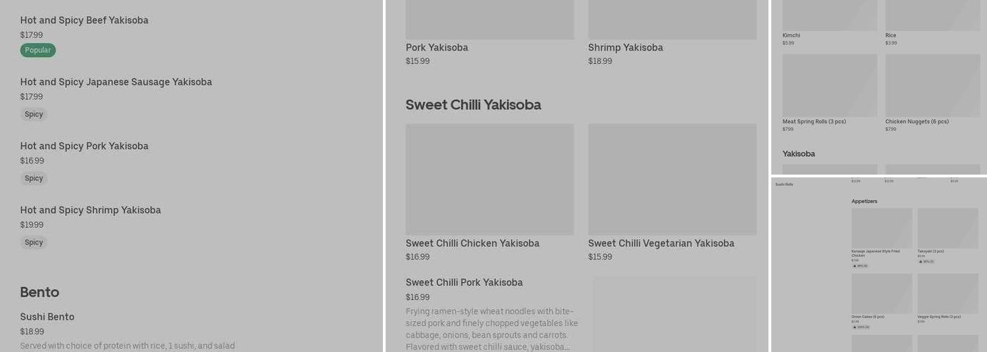 Yakisoba Corner Menu