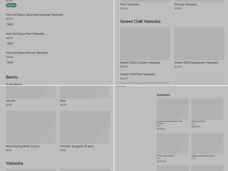 Yakisoba Corner Menu