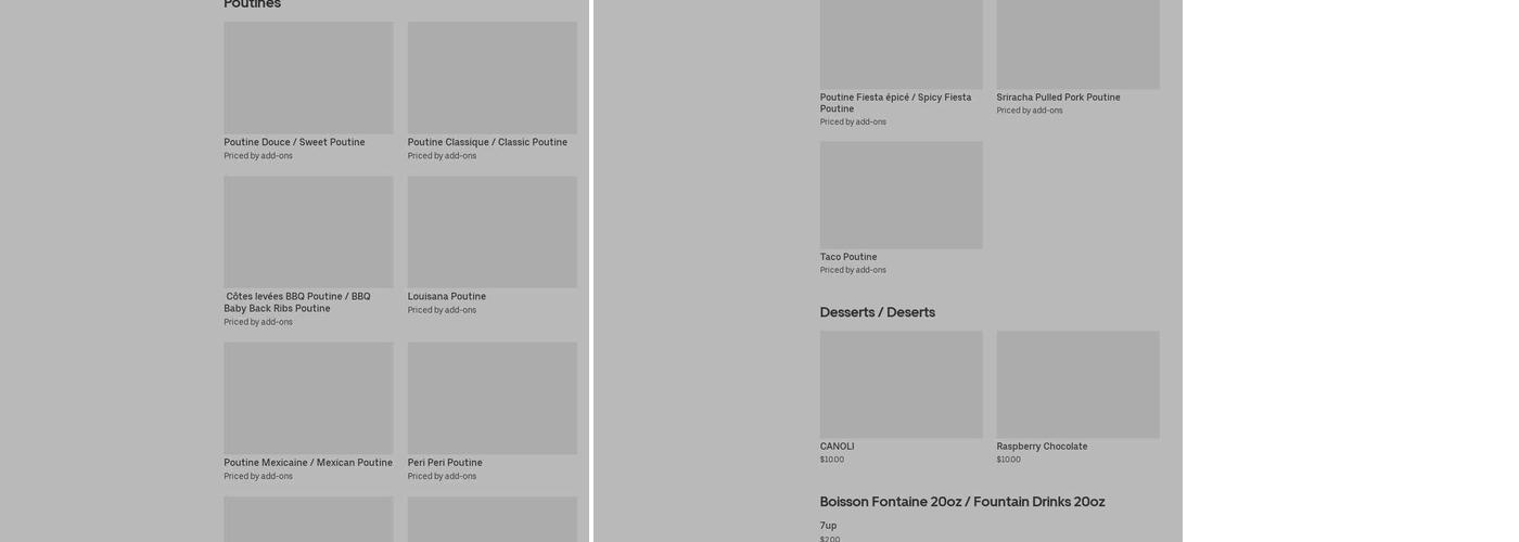 Poutine, Wings And Co Menu
