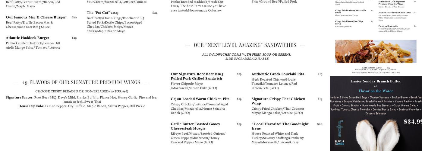 Top Shelf - Flavor on the Bay Menu