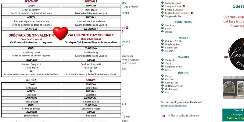 Linda's Kitchen Menu