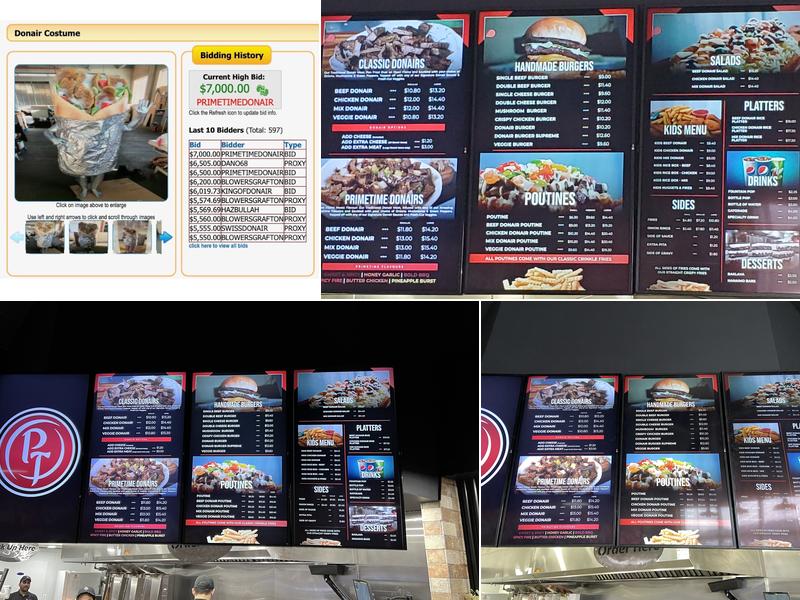 PrimeTime Donair & Poutine Menu