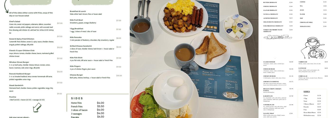 Windsor Street Diner Menu